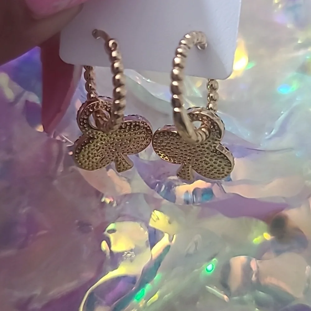 Green and gold small hoop earrings